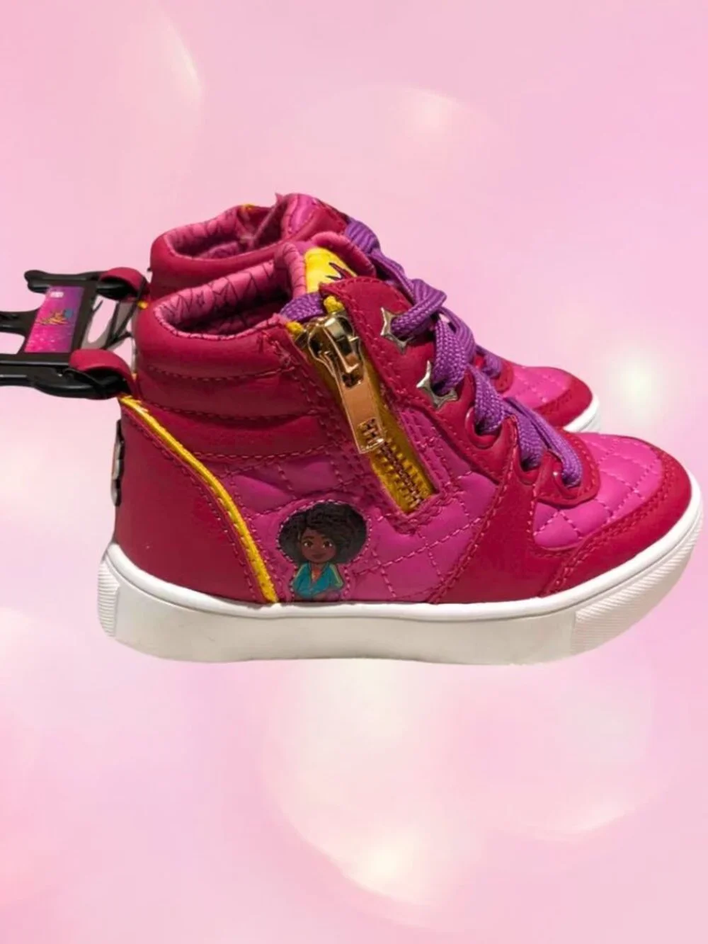 NWT Karma's World Toddler Shoes Pink Glitter High Top Zippper Sneakers Size 9